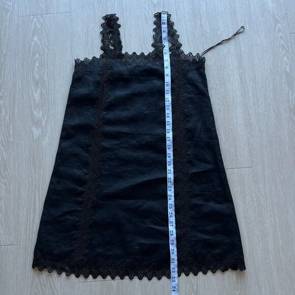 J Crew Lace Trim Shift Dress Linen Size 2 Black - Picture 7 of 12